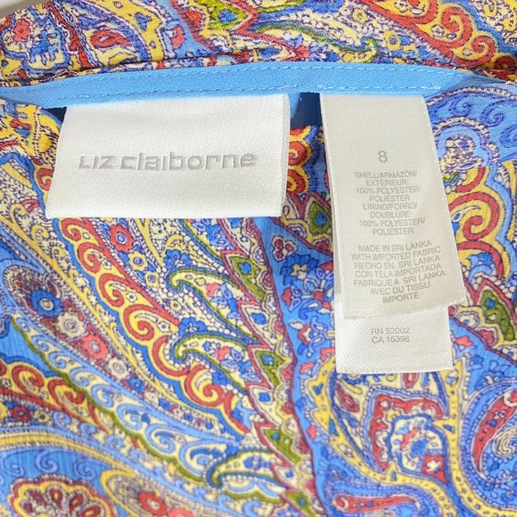 Liz Claiborne Blue Paisley Outfit Top S and Skirt 8 Womens 2 Piece Set - Picture 11 of 14